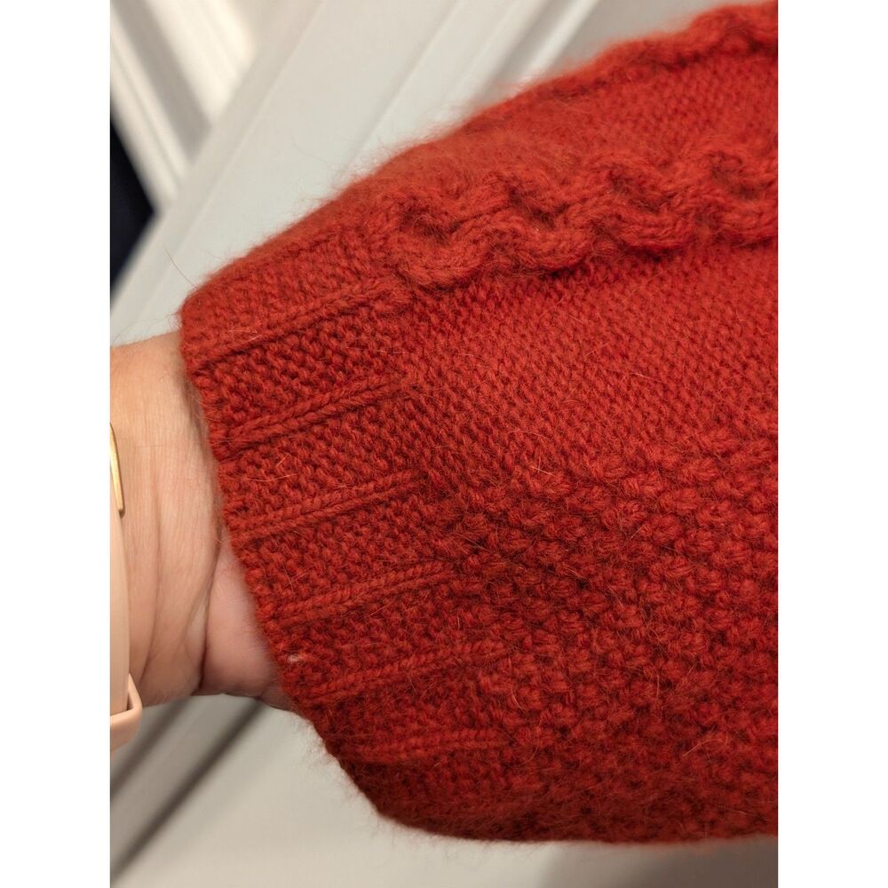 Carole Little Vintage Chunky Knit Sweater Burnt Orange Rust Med Cozycore Angora - Picture 7 of 13